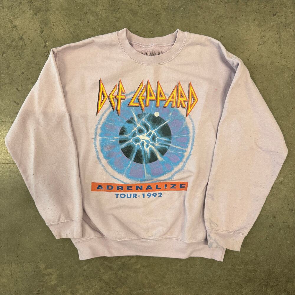 Vintage Y2K Purple Def Leppard Band Tour Crewneck Pullover Sweatshirt Medium